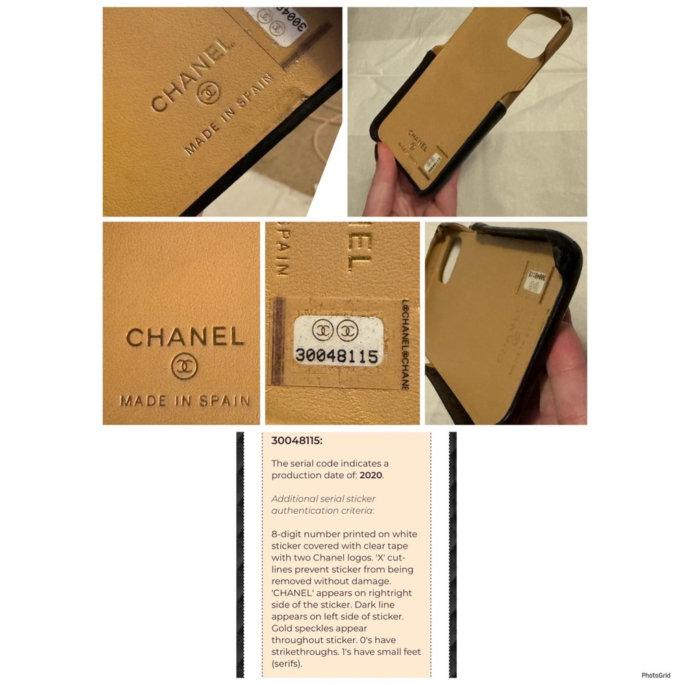 AUTHENTIC CHANEL Tan Black Matelasse Leather Interlocking CC Quilted Phone Case - Picture 15 of 16